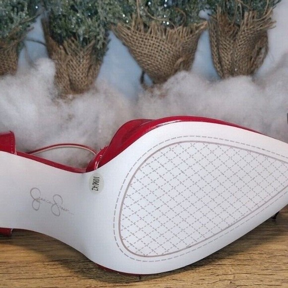 NEW Jessica Simpson Size 10M T- Strap Stilleto Pumps Holiday Candy Apple Red NYE - Picture 7 of 9